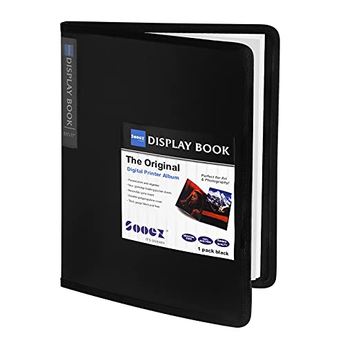 Sooez Black 8.5x11 30-Pocket Binder with Plastic Sleeves, Heavy Duty Art Portfolio