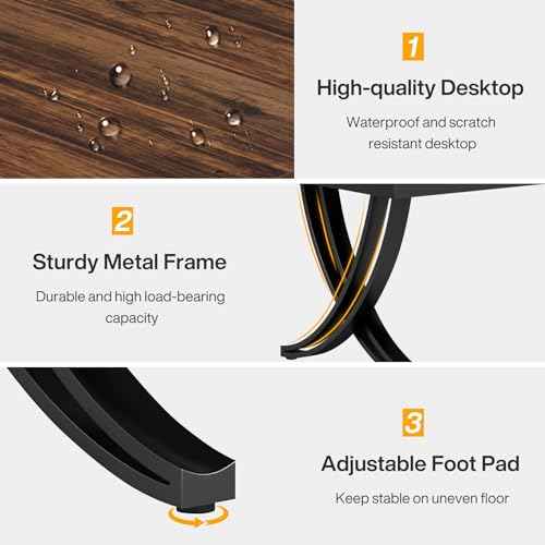 Tribesigns 6.5FT Conference Table for 6-8 People, 78 inch Long Rectangular Seminar Table with Strong Metal Frame, Business Furniture Boardroom Desk for Office Meeting Conference Room (1, Brown)