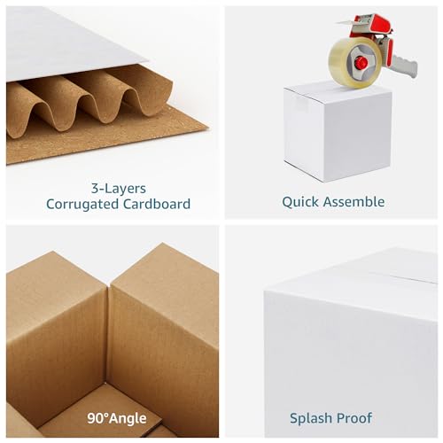 SPEPLA 6x6x6 Inches Small Shipping Boxes Set of 6 - White Corrugated Cardboard