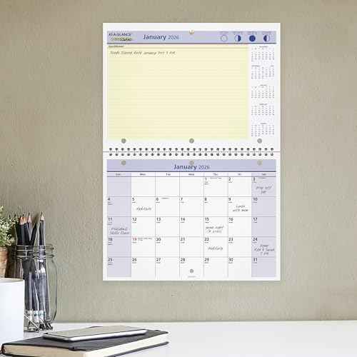 AT-A-GLANCE 2026 Wall & Desk Calendar, Monthly, 11" x 8", Small, Daily Blocks 1.25¡± x 1.25¡±, QuickNotes (PM502826)