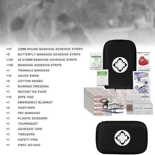 276PCS Small Travel First Aid Kit Supplies for Business, First Aid Emergency Set Backpacking Essentials Items Trauma Survival Kits for Outdoor Adventure, Black AMORNING