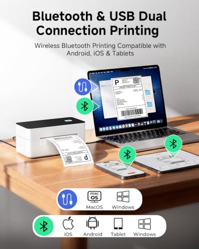 SVANTTO 4x6 Wireless Thermal Shipping Label Printer - Bluetooth & USB