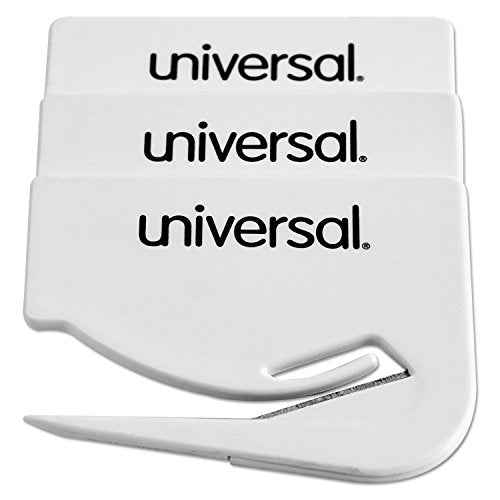 Universal Letter Slitter Hand Letter Opener with Concealed Blade, 2.5", White, 3/Pack