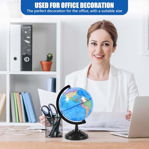 KISEER Blue 6-Inch Rotating World Globe with Stand for Kids Learning & Classroom Use