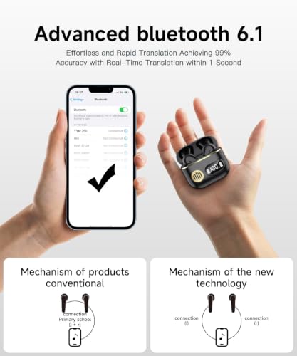 Paekole Obsidian Black Real-Time AI Translation Earbuds 198 Languages No Subscription