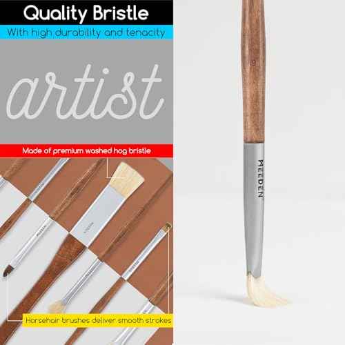 MEEDEN Artist Oil Paint Brush Set: 10 Pcs Hog Bristle Art Paint Brushes - Professional Oil Paint Brushes with Wood Long Handle - Perfect for Adults Canvas Painting
