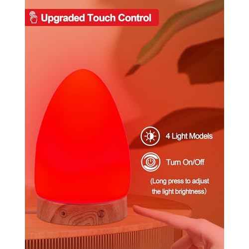Red Light Night Light Lamp for Sleep, Red Nightlight Desk Lamp with 670nm Wavelength Multi-Color and Brightness Options Remote Control USB Charging Elegant Design
