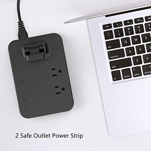 Drevet Black Classic LED Desk Lamp with USB & 2 AC Outlets, 3 Brightness Levels & Touch Control