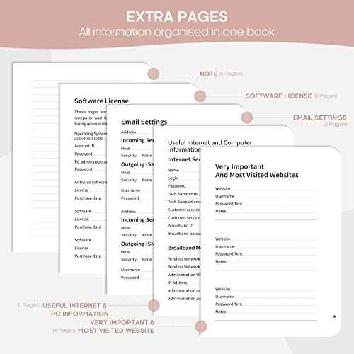 Taja Password Keeper Book with Alphabetical Tabs, Small Password Books for Seniors, Password Notebook for Internet Website Address Log in Detail, Password Logbook to Help You Stay Organized - Rose Gold