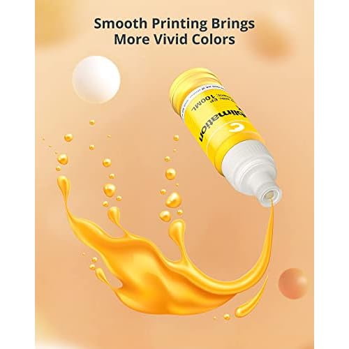 Hiipoo 580ML Sublimation Ink Refilled Bottlescompatible for ET2400 ET2720 ET2760 ET2750 ET4800 ET-2800 ET-2803 ET-2850 Inkjet Printers Heat Press Transfer on Mugs T-Shirts