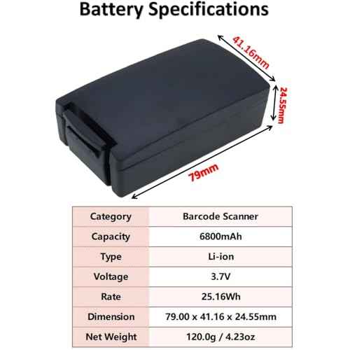 6800mAh 94ACC1386,BT-26 Battery Replacement Battery for Datalogic Falcon X3, X3 Plus, X4 Barcode Scanner Battery 3.7V Lithium Ion