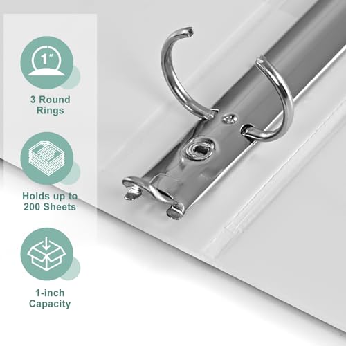 SUIN 1-Inch 3-Ring-Binder 12 Pack - Clear View Cover for US Letter 8.5 x 11 in Office & School (White)