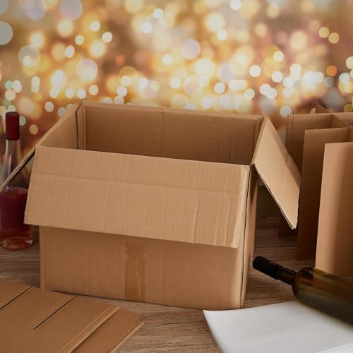 Leinuosen Moving Boxes Packing 16 x 12 x 12 Inch Divider Kits Included 10 Corrugate Dividers with 24 Foam Pouches for Shipping, Kitchen Moving Box Kit Dish Packing(4 Pack)