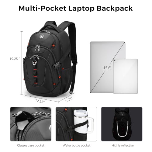 Swissdigital Design Laptop Backpack for Men with USB-C Charging Port - Black / Standard