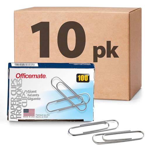 Officemate Giant Paper Clips, 10 Boxes of 100 (1,000 total) - 10 Pack, Silver