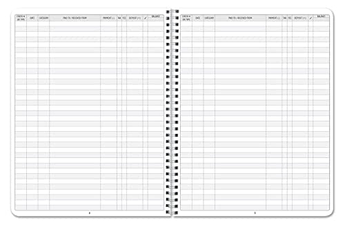 BookFactory Check Register Book 8.5 x 11 Wire-O, 100 Pages – USA Made