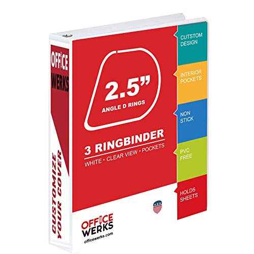 Performore 3 Ring Binder, Professional Angle D Ring 2.5 Inch, Presentation Folder for Standard Pages 8.5 x 11 with Pockets, Crystal Clear View White (4 Pack) - Ideal for Office Supplies