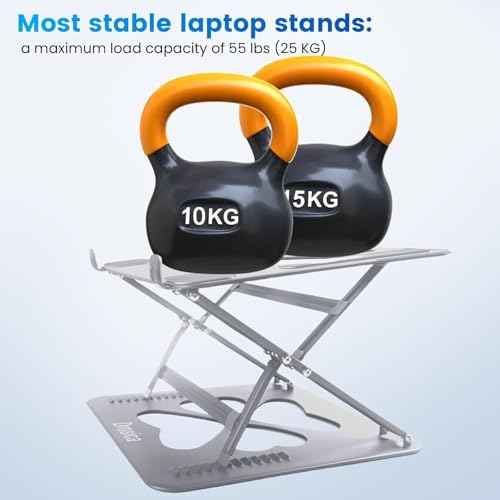 Laptop Stands, Adjustable Laptop Stand for Desk, Up to 55 lbs for 10-20'' Laptops, Sliver
