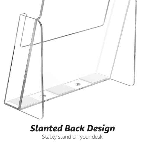 MaxGear Acrylic Brochure Holder 8.5x11 inch, Clear Plastic Literature Holder for Flyers, Pamphlets, Magazines and Booklets, for Countertop Use, Acrylic Display Stand for Office, 4 Pack