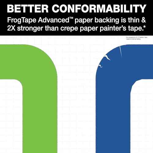 FrogTape Advanced Painters Tape, 2 Inch Wide (1.88-Inch x 45-Yard) Multi-Surface Tape with PAINTBLOCK, Conforms Around Curves & Contours, Tear-Free Removability, 1 Roll, Green