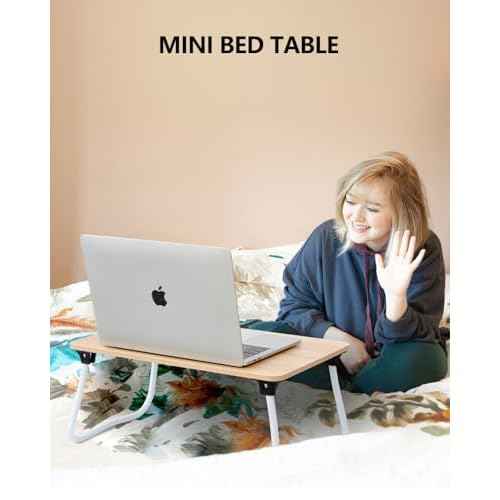 Portable Lap Desk Bed Desk Lap Table Bed Table, Laptop Stand Breakfast Serving Tray, Foldable & Lightweight Mini Table, Lap Tablet Desk for Sofa Couch Floor - - Wood