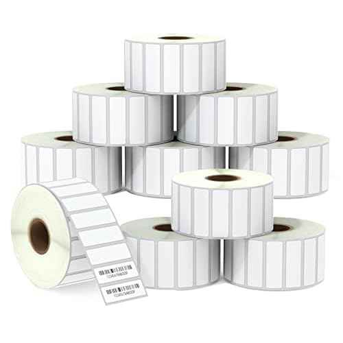 BETCKEY - 1.5" x 0.5" (38 mm x 13 mm) File Folder & Address Labels Compatible with Zebra & Rollo Label Printer,Premium Adhesive & Perforated [10 Rolls, 23500 Labels]