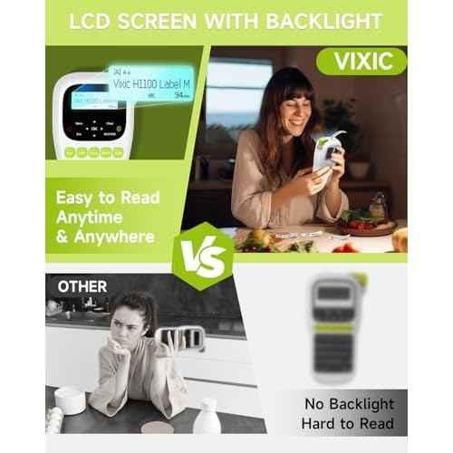 Vixic Label Maker Machine with-Tape, H1100 Handheld Label Maker Portable Labeler with Backlight Screen Keyboard for Home School Office Organization, Multiple Fonts Symbols Borders Easy to Use Inkless
