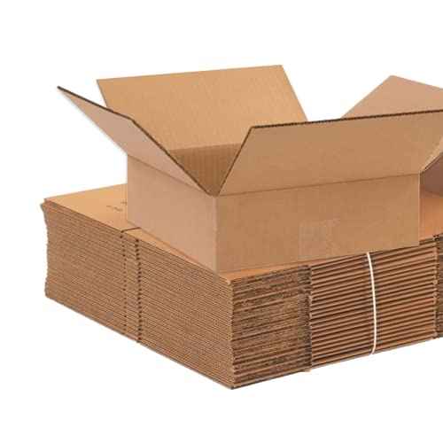 AVIDITI Shipping Boxes Flat 10"L x 10"W x 3"H, 25-Pack | Corrugated Cardboard Box for Moving, Mailing, Packing and Storage 10x10x3