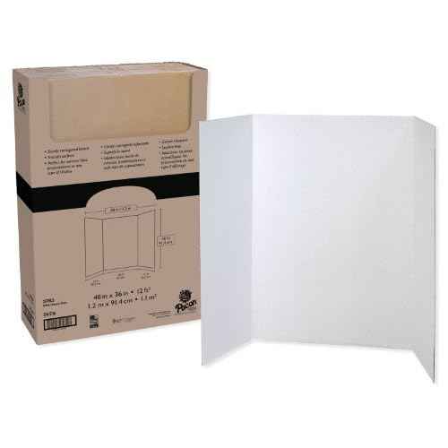 Pacon¢ç 80% Recycled Single-Walled Tri-Fold Presentation Boards, 48" x 36", White, Carton Of 24