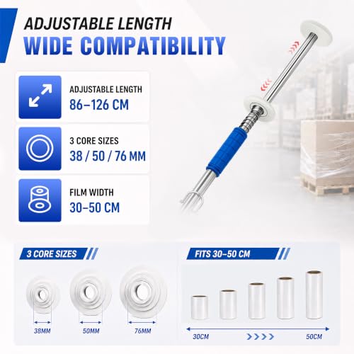 Long Handle Pallet Stretch Wrap Dispenser, Dispenser for Film Width