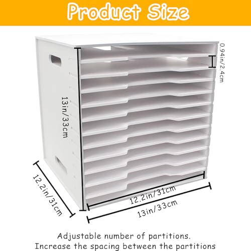 12 Tier Scrapbook Paper Organizer 13" x 13", TUSAUW 12-Layer Desktop Storage