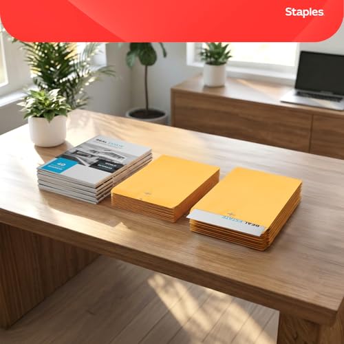 Staples 9x12 Kraft Clasp Envelopes Brown Manila 250 Pack - Secure Closure, Bulk Office Supplies