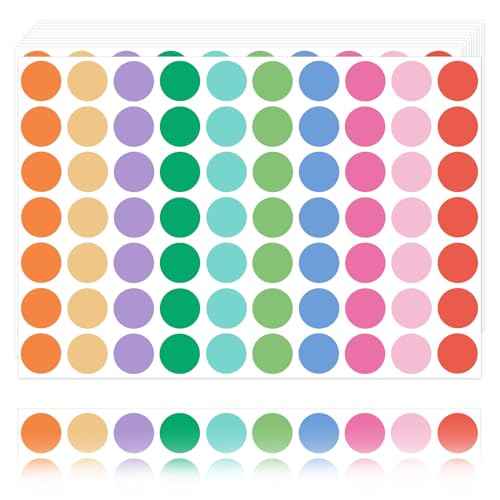 1" Colored Dot Stickers 1050 PCS Circle Round Stickers Colored Coding Labels (Colorful)