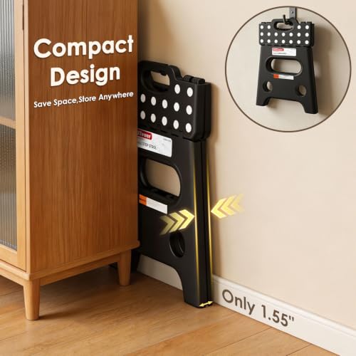 13 Inch Folding Step Stool with 450LBS Capacity, Non-Slip & Safety Lock