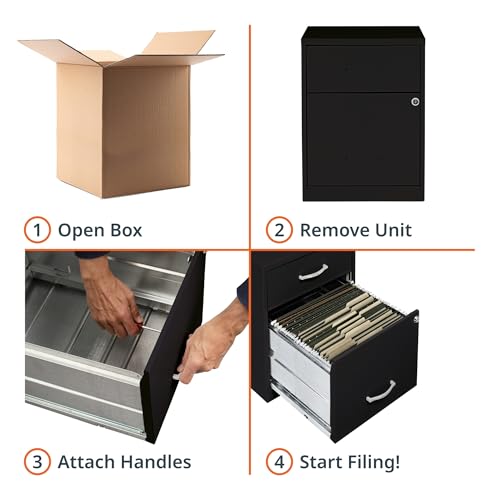 NuSparc 2 Drawer Locking Filing Cabinet | Pre-Assembled Steel Construction | Space-Saving Design is Perfect for Home and Small Office | Letter-size | Assembled in North America