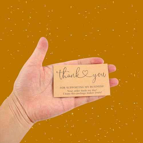 200Pcs Brown Thank You for Supporting My Business Cards,2 x 3.5 Inches / 9 x 5 cm Small Bulk Customer Appreciation Card for Small Business Packaging Supplies