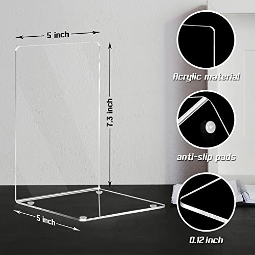 HappyHapi 6 Pair Acrylic Bookends - Clear Heavy Duty Shelving Support
