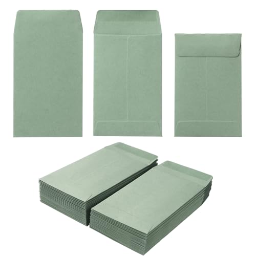 Homtable 2.25x3.5 Inch Sage Green Self-Adhesive Coin Envelopes - Pack of 100