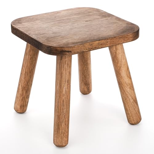 Youeon 9 Inch Small Wooden Step Stool, Non-Slip One Step Stool for Adults, Holds up to 300 Lbs, Portable & Sturdy, Footstool for Bedroom, Bathroom, Kitchen, Easy to Assemble