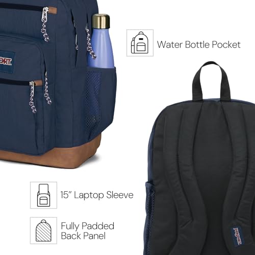 JanSport Navy Cool Student Backpack with 15-Inch Laptop Sleeve, 2 Main Compartments & Ergonomic Straps - One Size