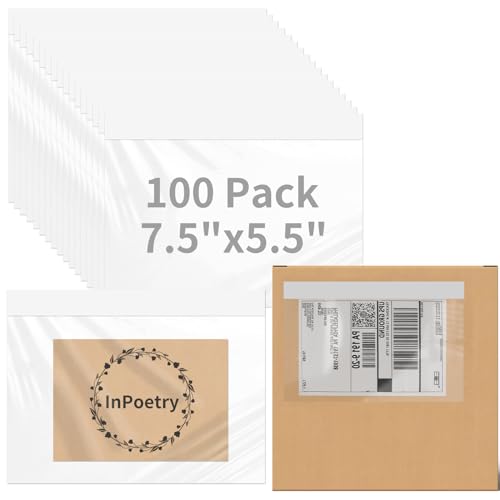 7.5 x 5.5 Inch Clear Adhesive Packing List Envelopes - Pack of 100