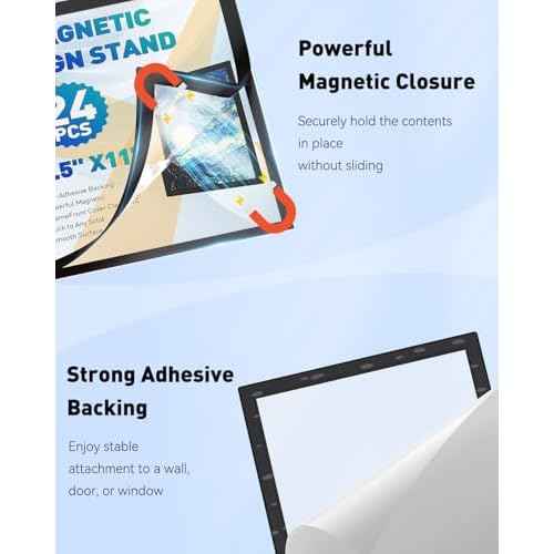 Uniclife 24 Pack Magnetic Sign Holder 8.5" x 11" Self-Adhesive Magnetic Picture Frame Wall Mounted Display Frame for Home Office Store Poster Document Holder for Wall Door Glass Window Refrigerator