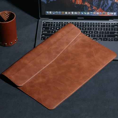 Leather Laptop Sleeve 13 Inch Compatible with MacBook Air M4 M3 M2 M1 2025-2018£¦MacBook Pro M2 M1 2025-2016,Wear-Resistant and Scratch-Resistant Protective Case Cover,Brown
