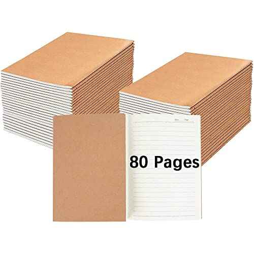 30 Pack Journal Notebook, Kraft Cover Lined Paper Journal for Traveler, Notes, Memo - Bulk Journals Sewn Brown Notebook, 80 Pages, 8.3'' x 5.5''