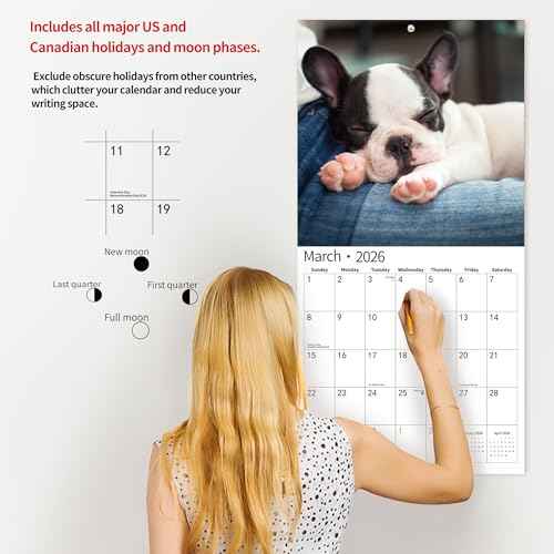 2026 Wall Calendar,Calendar 2026, November 2025 - December 2026, Wall Calendar Puppy Dog, 12" x 24" Opened,Full Page Months Thick & Sturdy Paper for Calendar Organizing & Planning