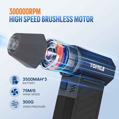 Electric air Duster - 300000RPM Brushless 3 Speeds Turbo Fan JetFan, 10500mAh Battery Compressed Air Duster Cordless Dust Blower Air Blower for Computer Keyboard,Outdoors,Car,Home