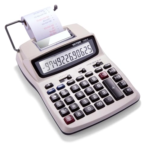 Victor 12-Digit Compact Printing Calculator White 1.5"x6"x7.5"