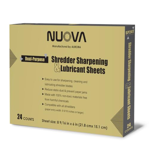 Nuova SP24T Paper Shredder Sharpening & Lubricant Sheets, 24 Count