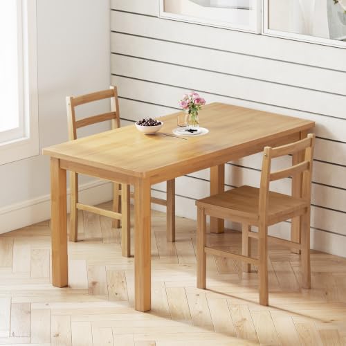 Zenflare 43.3" Desk with Chair Set - Solid Wood Farmhouse Home Office, Small Space Study Table