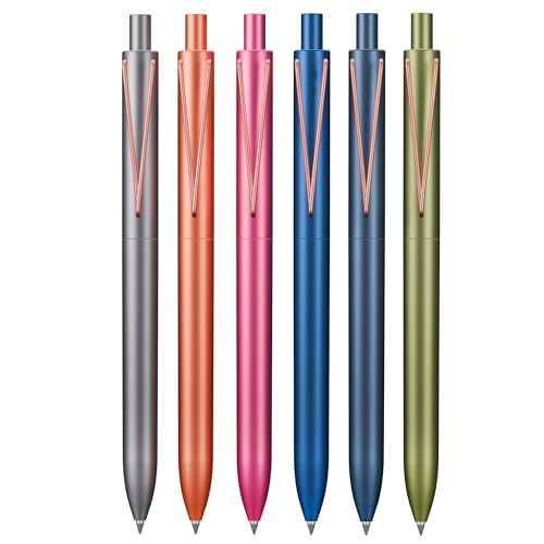 Mr. Pen- Retractable Gel Pens, 6 Pack, Black Ink Gel Pens Fine Point 0.5mm, Metallic Dark Vintage Barrels, Fast Dry